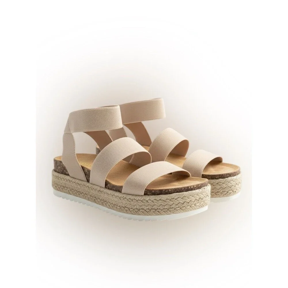 Steve Madden Women's Kimmie Blush Nude Espadrille Platform Sandals Size 7 NWOB